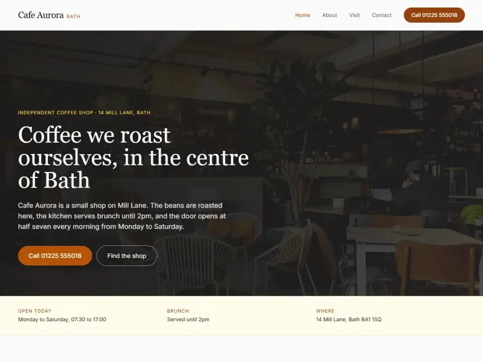 The Cafe Aurora website