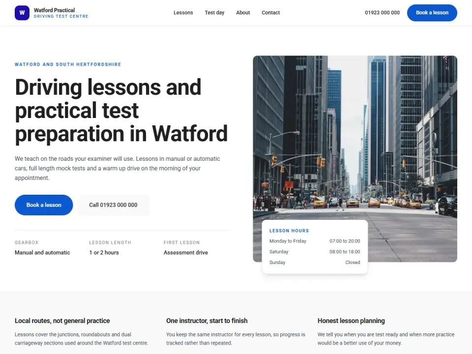 The Watford Driving School website